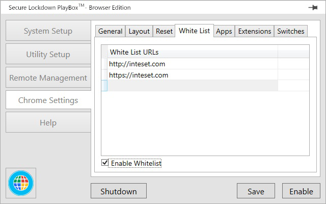 Chrome settings - white list