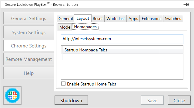 Playbox layout settings